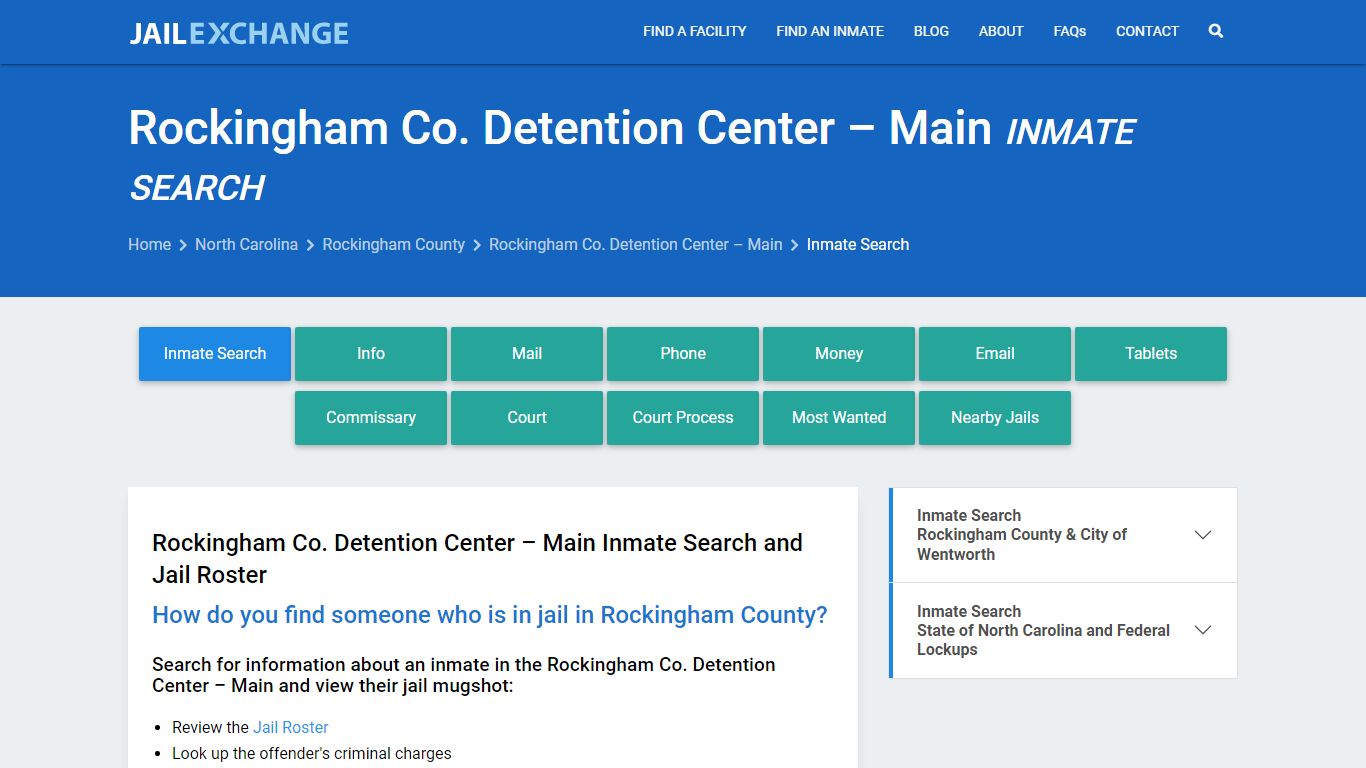 Rockingham Co. Detention Center – Main Inmate Search - Jail Exchange